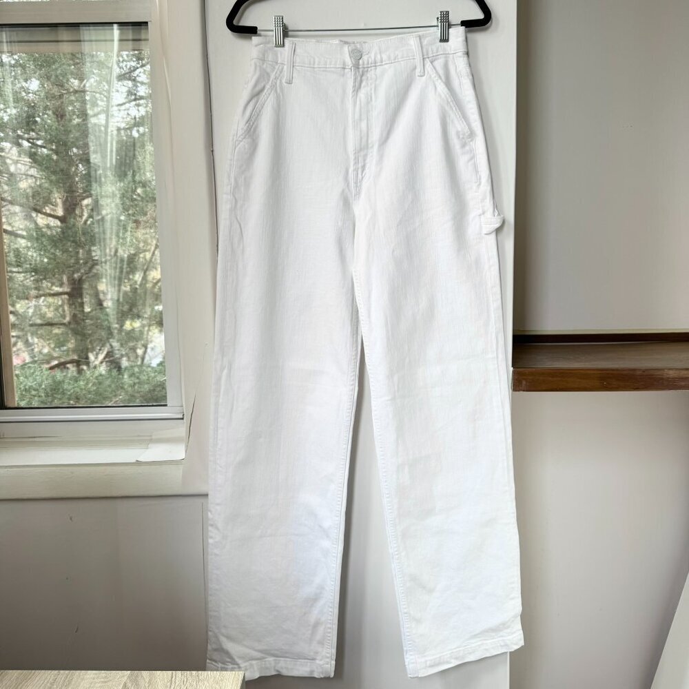 MOTHER Superior The Stud Finder Sneak Wide-Leg Jeans White Totally Innocent 28 - Picture 15 of 17